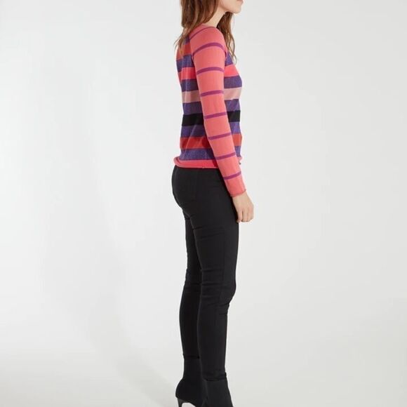 NWt Replica Los Angeles Super Stripe Rose Cotton Cashmere Multi Sweater Sz M - Picture 4 of 11